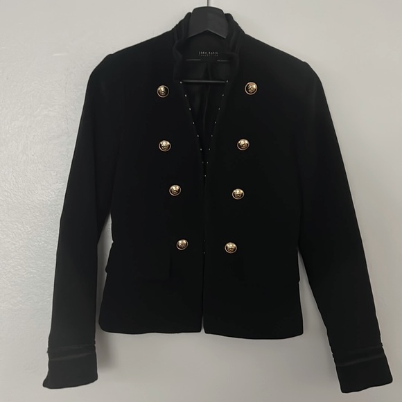 Zara black velvet military Blazer - Picture 4 of 4